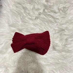 Dark red knitted Bow headband